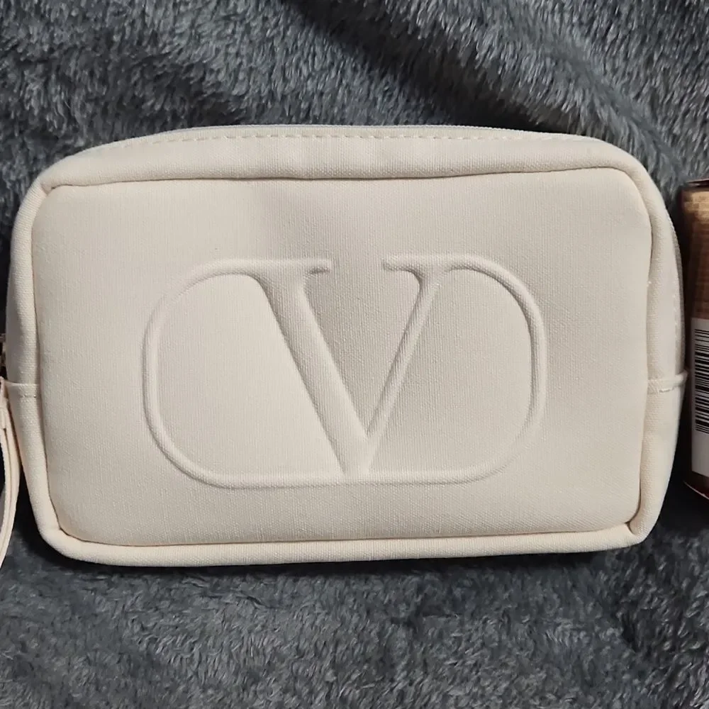 Valentino- Cosmetics Pouch-Wristlet (Cream🍦) Bundle with Valentino Lipstick